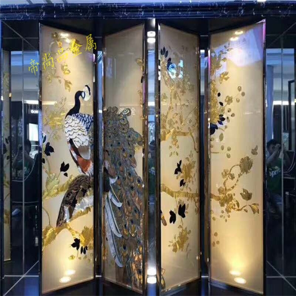 不锈钢玻璃艺术屏风